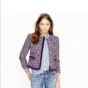 J Crew Purple Tweed Cropped Jacket Blazer 00 EUC